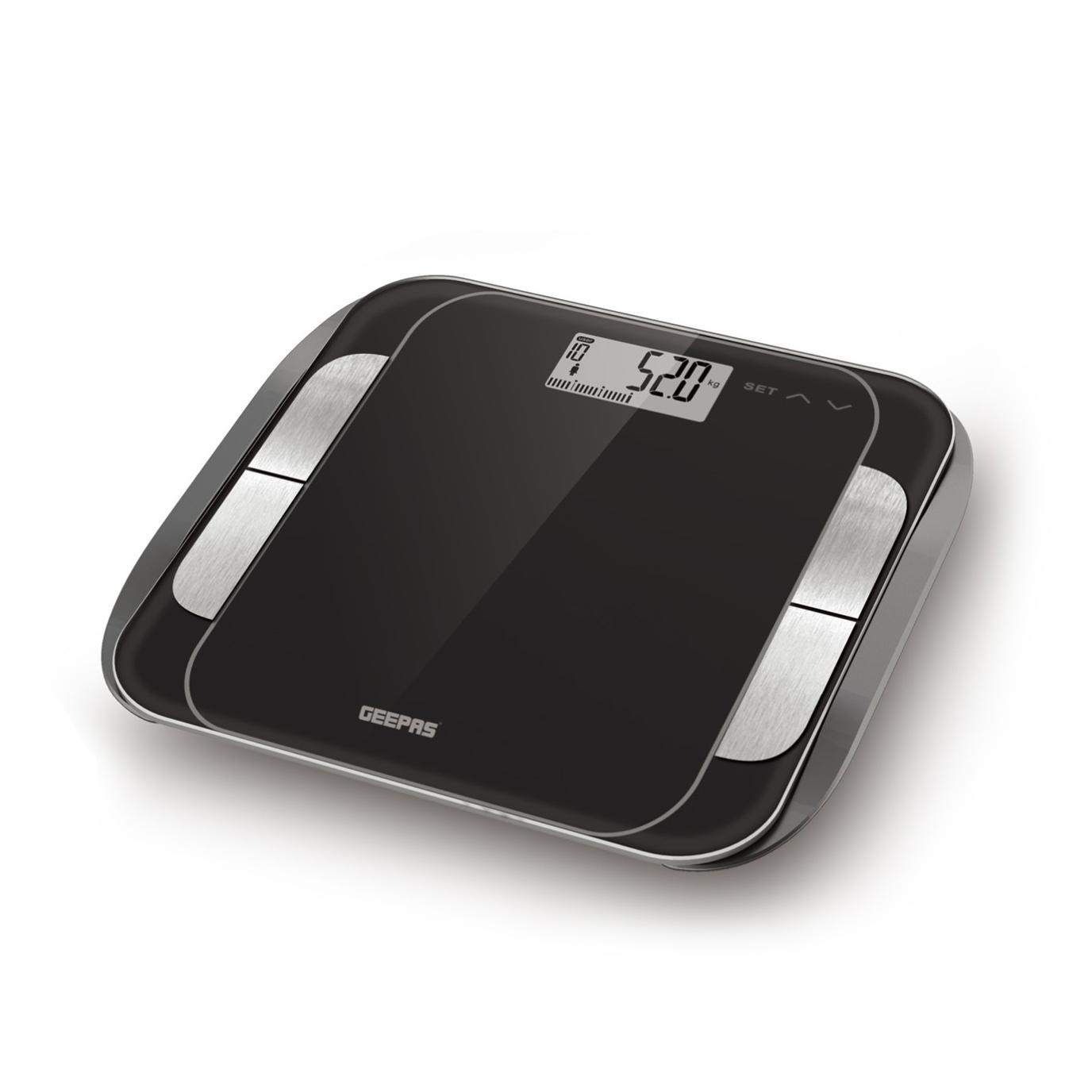 Geepas GBS46506UK Body Fat Bathroom Scales - Smart High Accuracy Digital Weighing Scales for Body Weight, BMI Visceral Body Fat Rating, Muscle Mass, Body Hydration, Water & Bone Mass - 2 Year Warranty