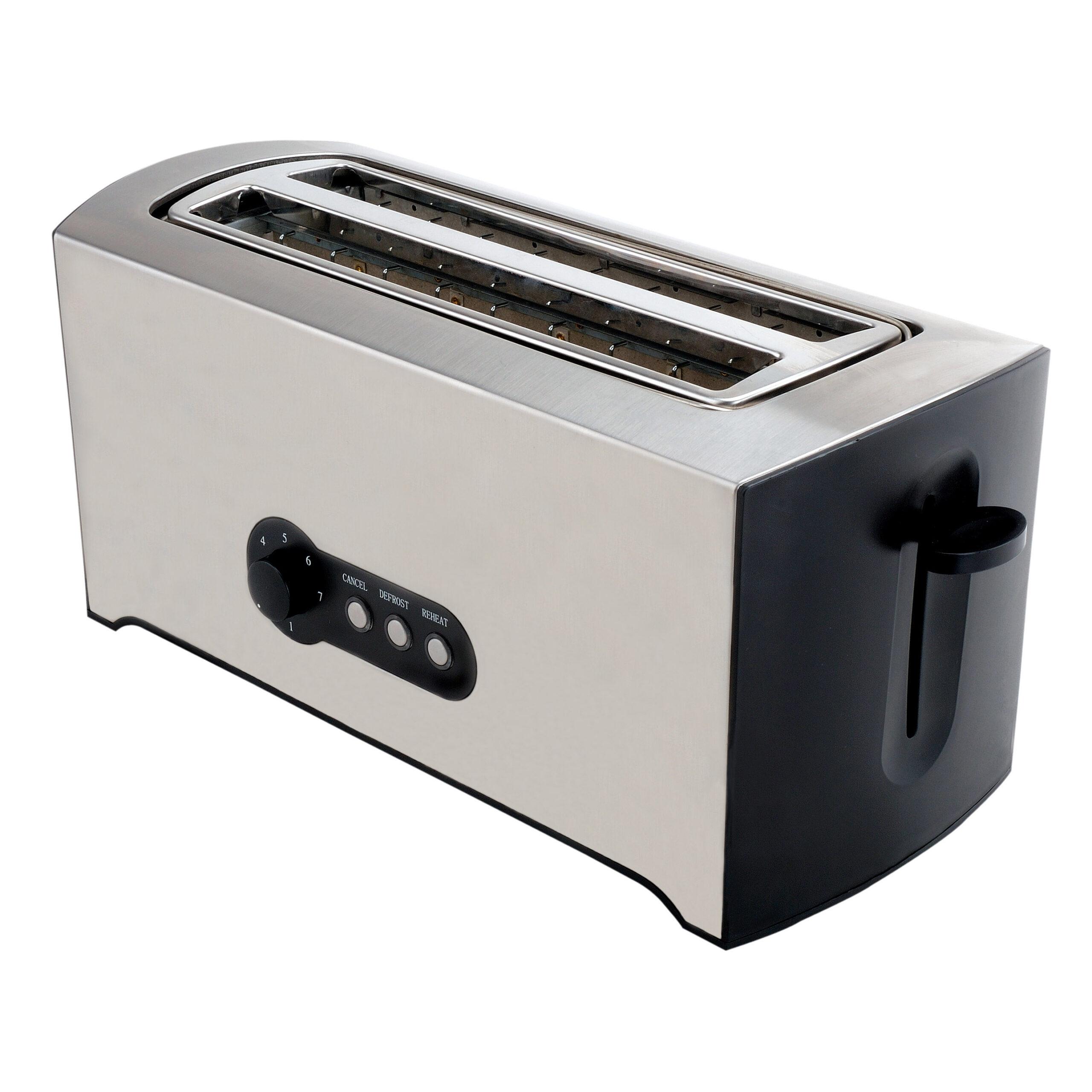 Geepas GBT36504UK 1600W 4 Slices Bread Toaster - Crumb Tray, Cord Storage, 7 Settings with Bun Warmer, Pop-Up Toaster with Stainless Steel Body - Ideal for Sandwich, Roasted Bread & More - 2 Years Warranty