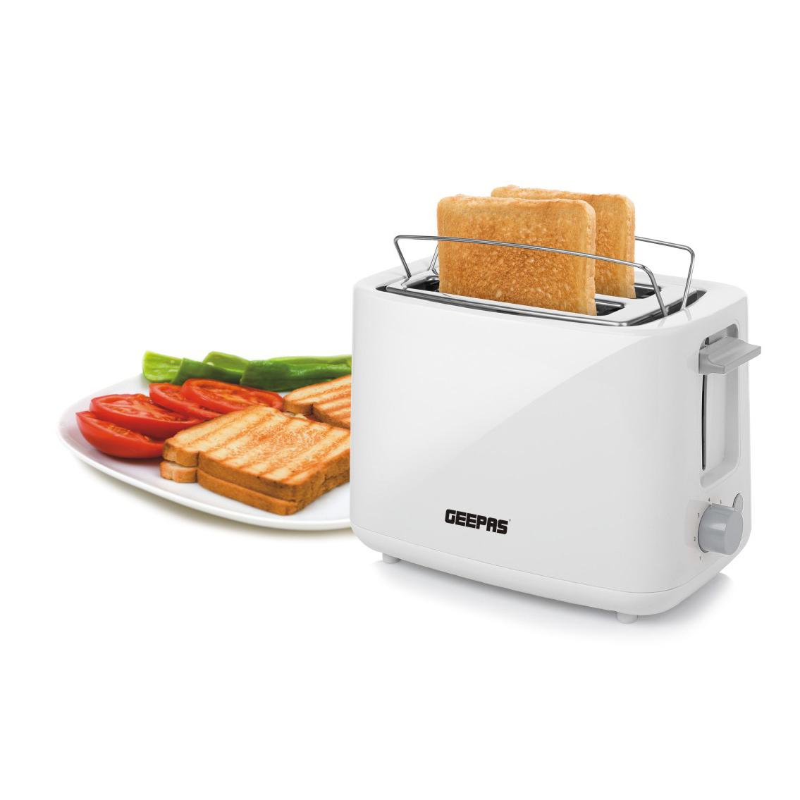 Geepas GBT36505UK 870W 2 Slice Bread Toaster - Toaster with 7 Level Browning Control, Removable Crumb Tray & One-Touch Cancel Button - Slide Out Crumb Tray, Wide Slots & Bun Warmer - 2 Year Warranty