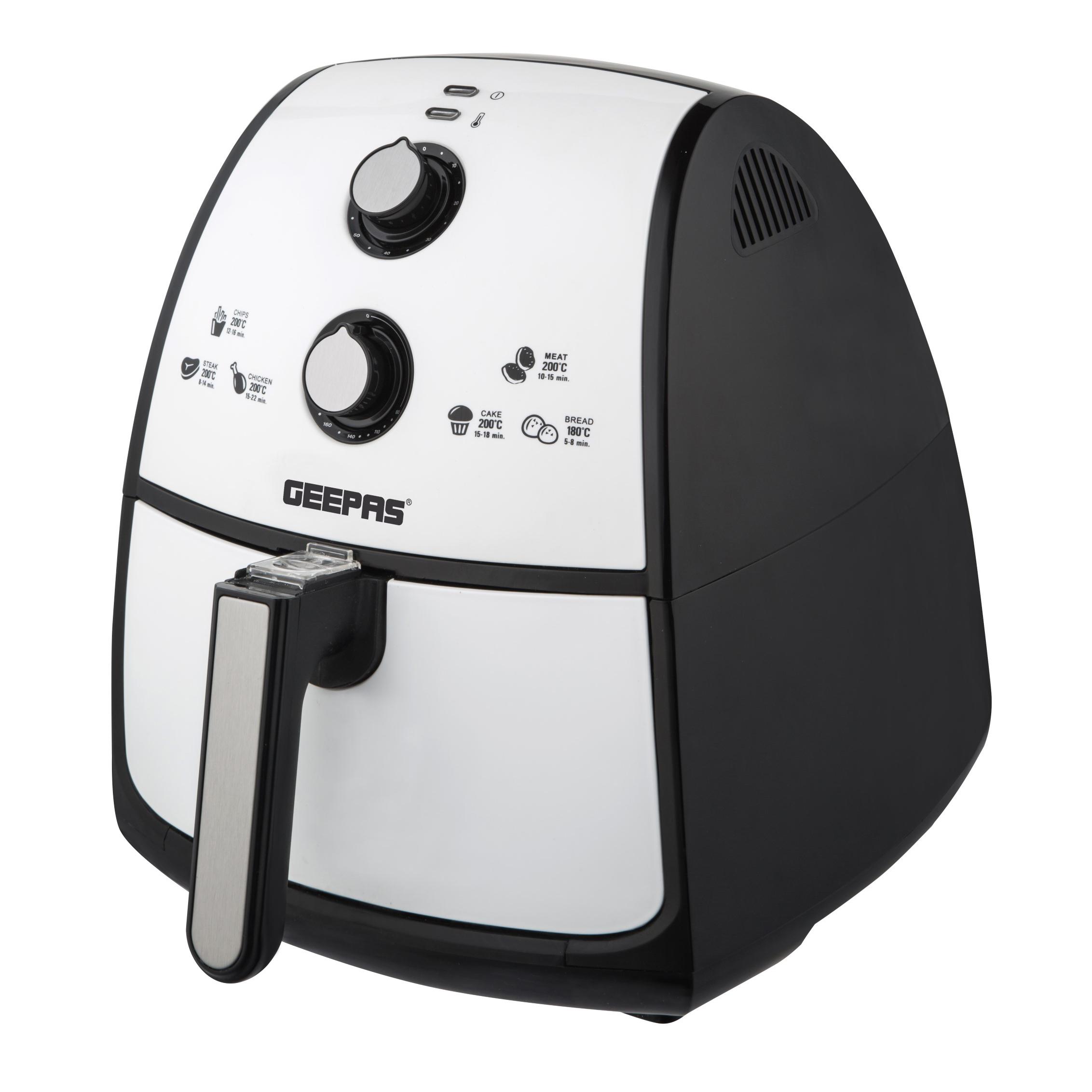 Geepas GAF6006 Air Fryer 4L - Overheat Protection, Rapid Air Circulation, Led Lights, 60 Minutes Timer, Prepare Variety of Dishes- Dishwasher Safe, Temperature Control, Non Stick Coating with Detachable Basket &Tank