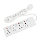 Geepas 4 Way Extension Socket 13A – 4 Power Switches with Led Indicators - Extra Long 3m Cord with Over Current Protected - Ideal for All Electronic Devices