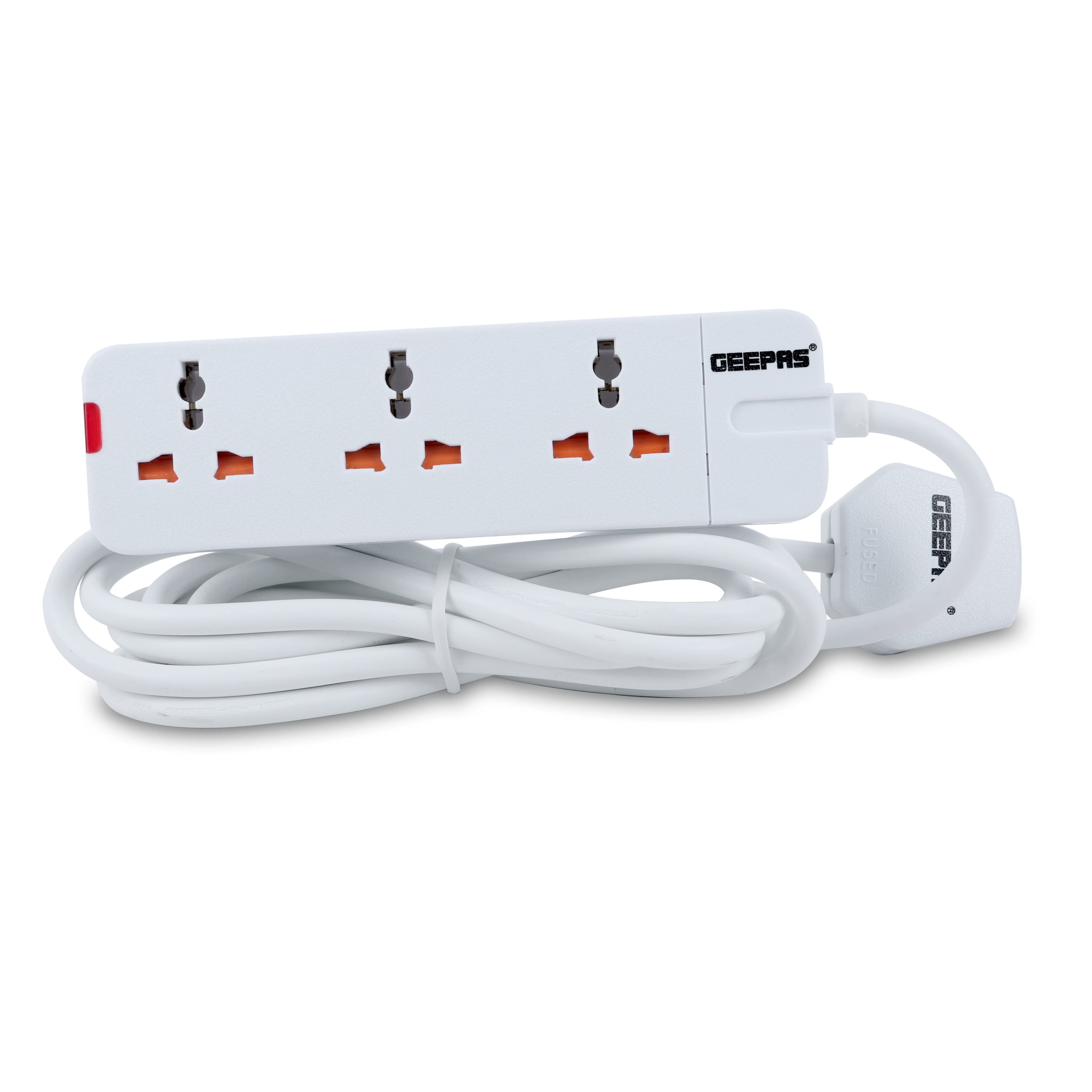 Geepas 3 Way Extension Socket 13A - Charge Multiple Devices with Child Safe, Extra Long Cord & Over Current Protected - Ideal For All Electronic Devices