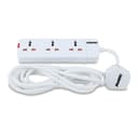 Geepas 3 Way Extension Socket 13A - Charge Multiple Devices with Child Safe, Extra Long Cord & Over Current Protected - Ideal For All Electronic Devices - 120592