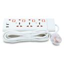 Geepas 3 Way Extension Socket with 2 USB Port - 4 Power Switches with Led Indicators - Extra Long 5m Cord with Over Current Protected - Ideal for All Electronic Devices - SW1hZ2U6MTM3MDk4