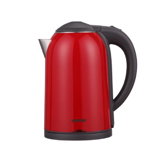غلاية ماء كهربائية Geepas 1800 W Double Layer Electric Kettle 1.7L  Stainless Steel Double Wall, Auto Shut-Off & Boil-Dry Protection - 256645