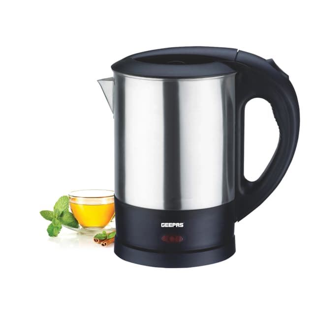 Geepas GK5418 1350W Travel Electric Kettle - Stainless Steel Housing, Boil-Dry & Overheat Protection -Boiler for Hot Water, Tea & Coffee - 1.0L - 2 Year Warranty - 256663