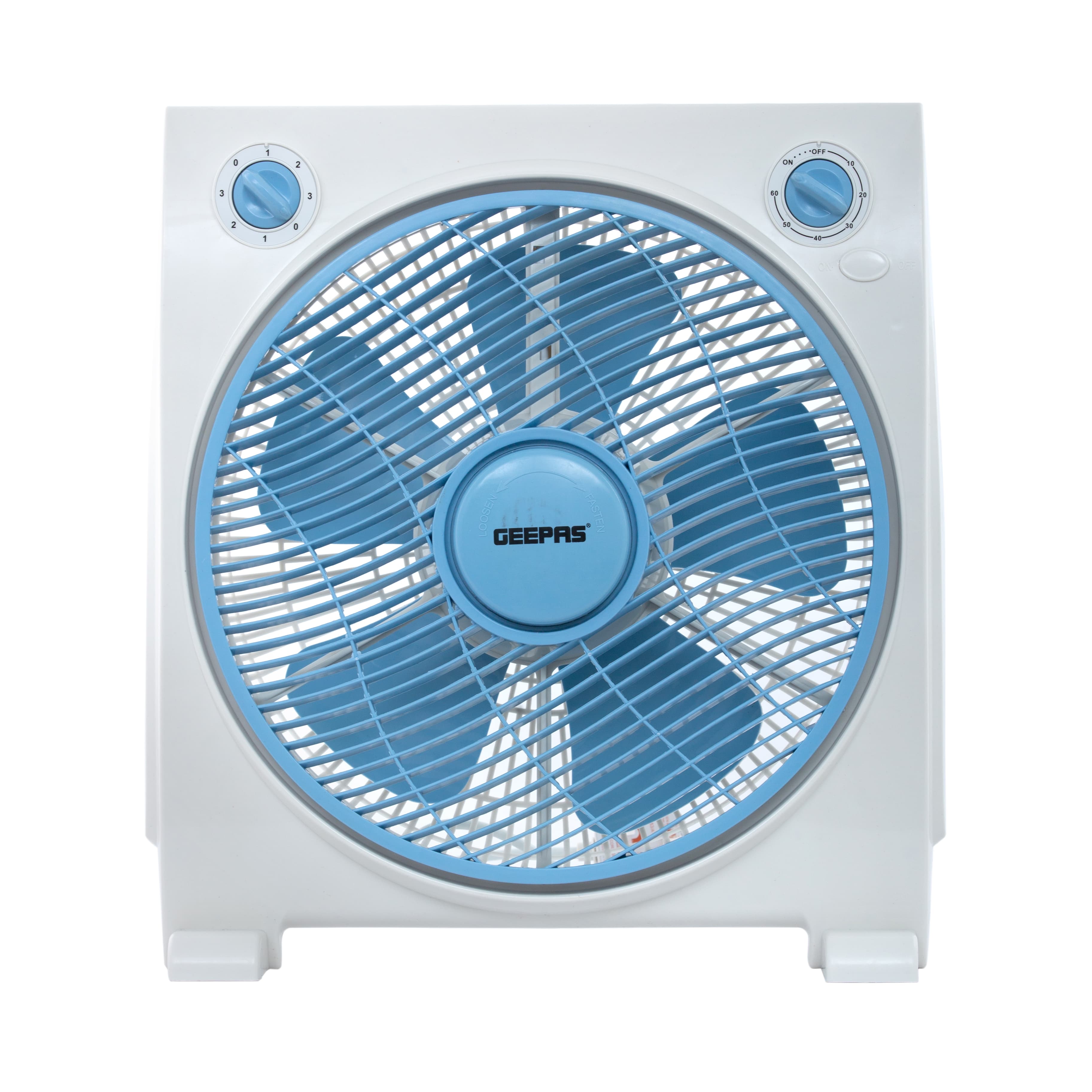 Geepas GF21113 12'' Box Fan - 3 Speed, 60 Minutes Timer – Portable Personal Desk Fan with Powerful Copper Motor - Ideal for Office, & Home- 2 Year Warranty