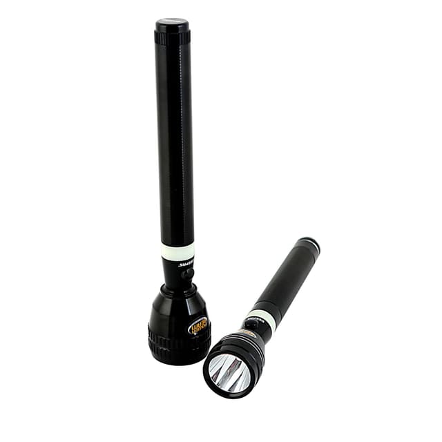 Geepas GFL4637 2Pcs Rechargeable LED Flashlight 3W - Portable Design with Glow Rubber -3 Hours Working - Ideal for Camping, Trekking & Power Cut Offs