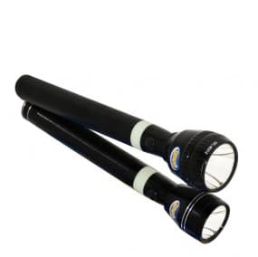 Geepas GFL4637 2Pcs Rechargeable LED Flashlight 3W - Portable Design with Glow Rubber -3 Hours Working - Ideal for Camping, Trekking & Power Cut Offs