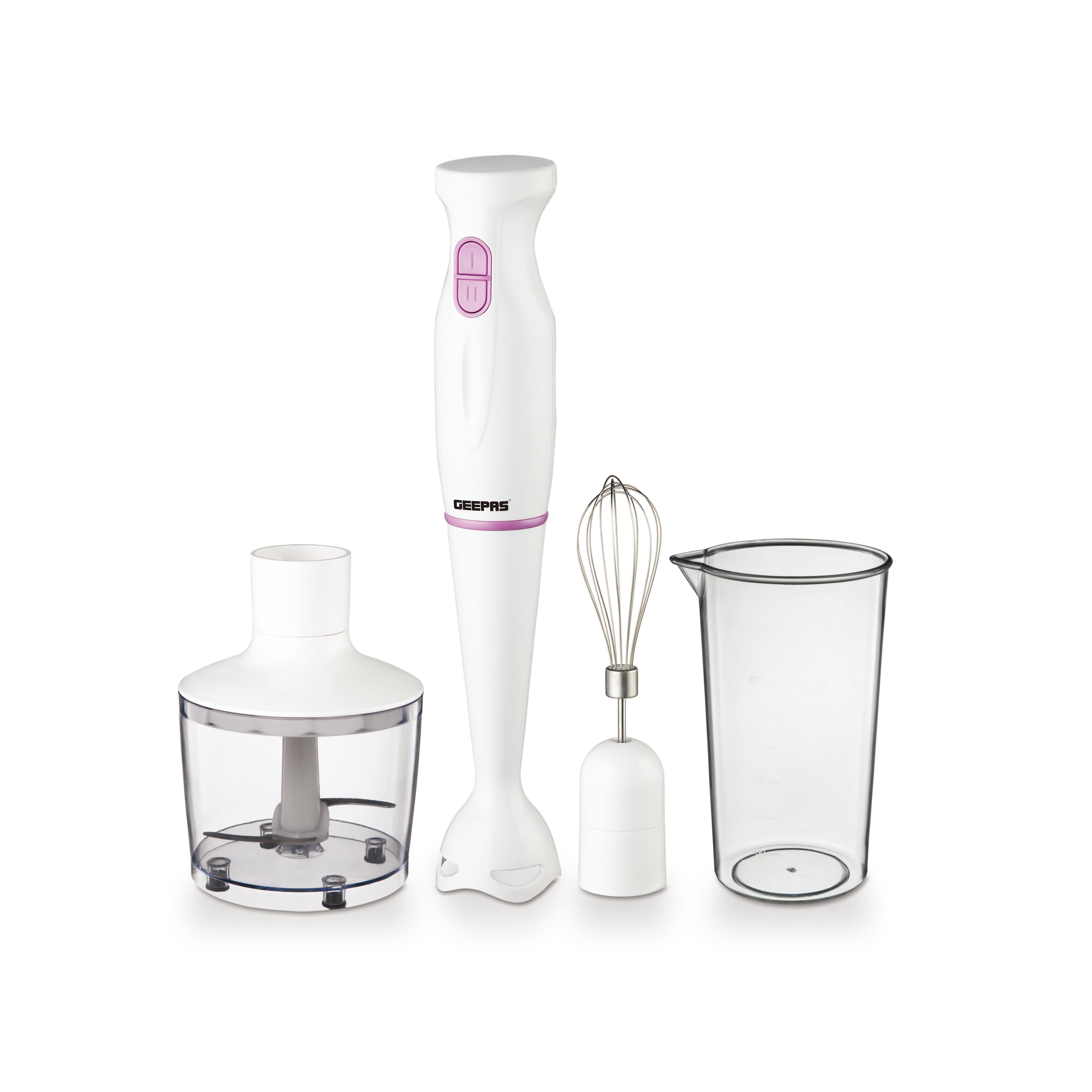 Geepas 200w Hand Blender Set 2-Speed, Detacheable Stick Blender & Wisk Stainless Steel Blades Ideal For Smothies, Shakes, Purees & More