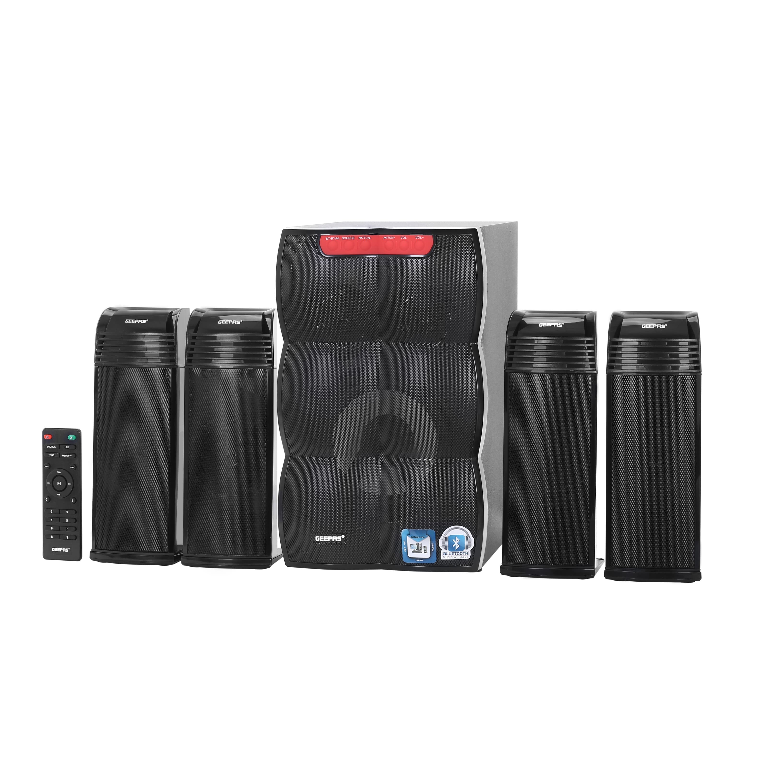 Geepas GMS1054.1 Immersive Sound, 30000 Watts PMPO, Booming Bass, 3.5mm Audio, USB, Bluetooth & Multiple-Devise, Multiple Devise Inputs (Pc, Ps4, Xbox, Tv, Smartphone, Tablet, Music Player)