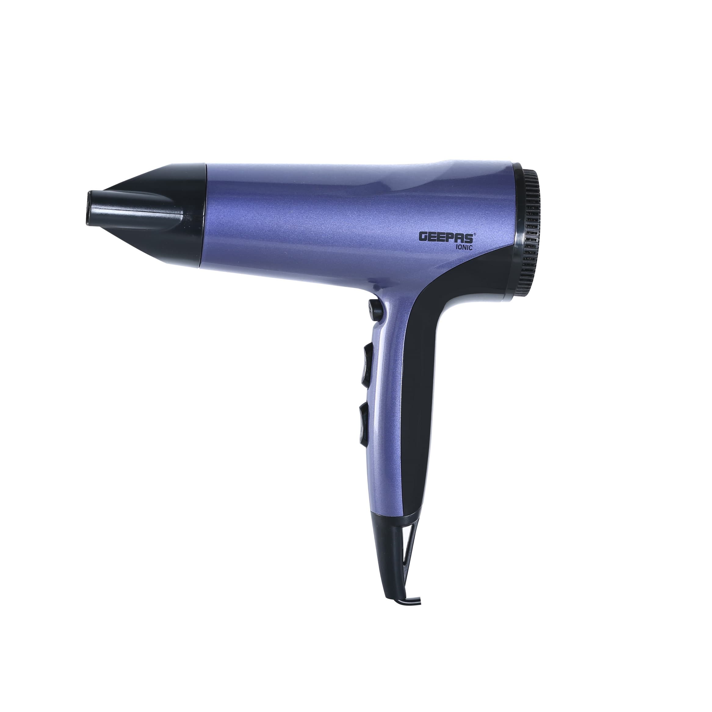 Geepas GHD86017 Compact Hair Dryer 1800W - Portable Ionic Fast Drying Blower with 3 Heat & 2 Speed Settings, Cool Shot - Removable Filter - Quickly Dry & Style Hair