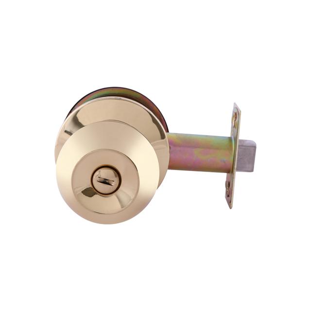 Geepas Stainless Steel Cylindrical Lock Gold Plated - Security Lock - 53mm 304 Stainless Steel Knobs with Latch Bolt, Stricker & Screws with Key Operation - SW1hZ2U6MTM5NzIx