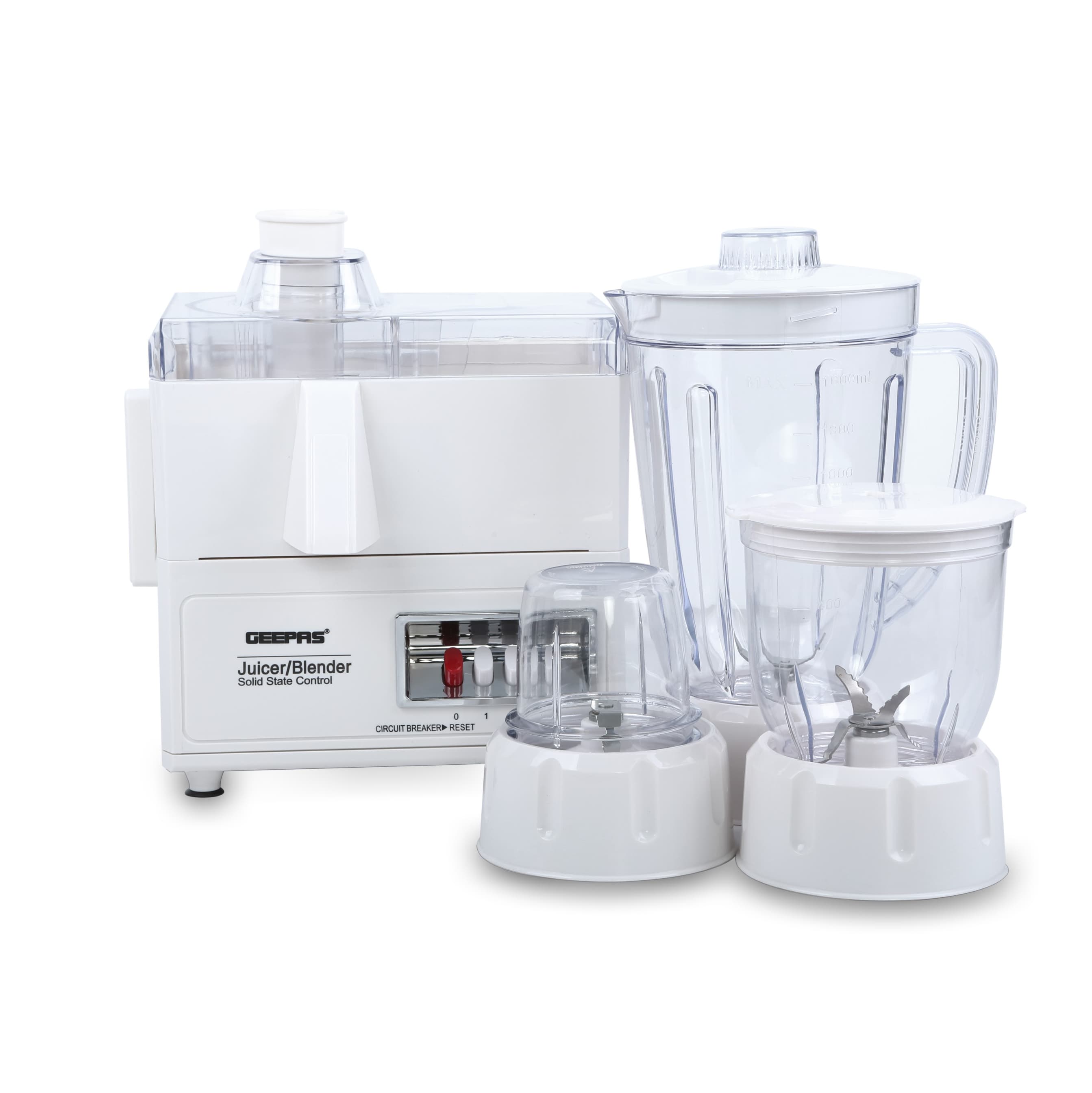 خلاط كهربائي بسعة 1.6 لتر Geepas 4-in-1 Food Processor & Juicer | 1.6L Jar, | 600W