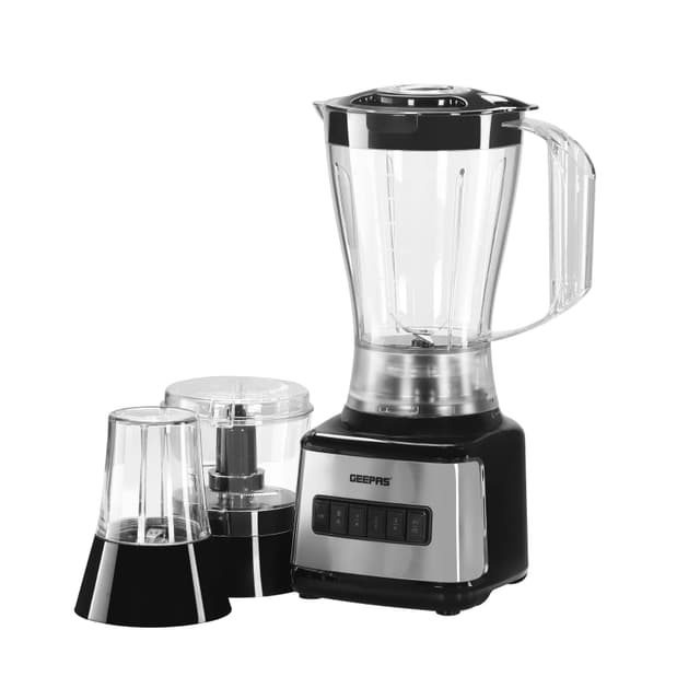 Geepas GSB44017 500W 3 in 1 Stainless Steel Blender - 8 Speed Control , 1.5L Plastic jar, 4 Sharp Blades & 2 Blending Preset Juicer- Mill & Chopping Blender, Anti-Slip feet Design - 2 Year Warranty - 122904