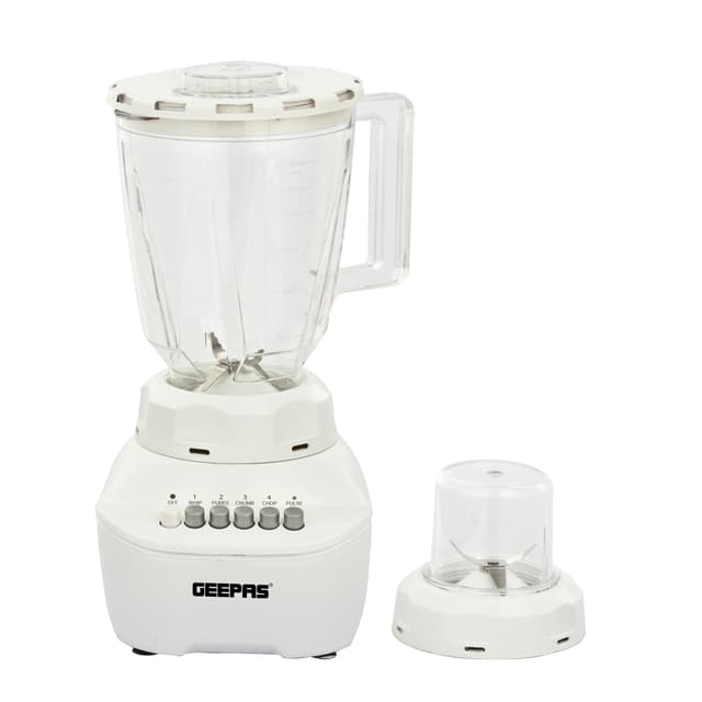 Geepas GSB5409 250W 2 in 1 Blender - Stainless Steel Blades, 4 Speed Control with Pulse - Over Heat Protection- Ice Crusher, Chopper, Coffee Grinder & More