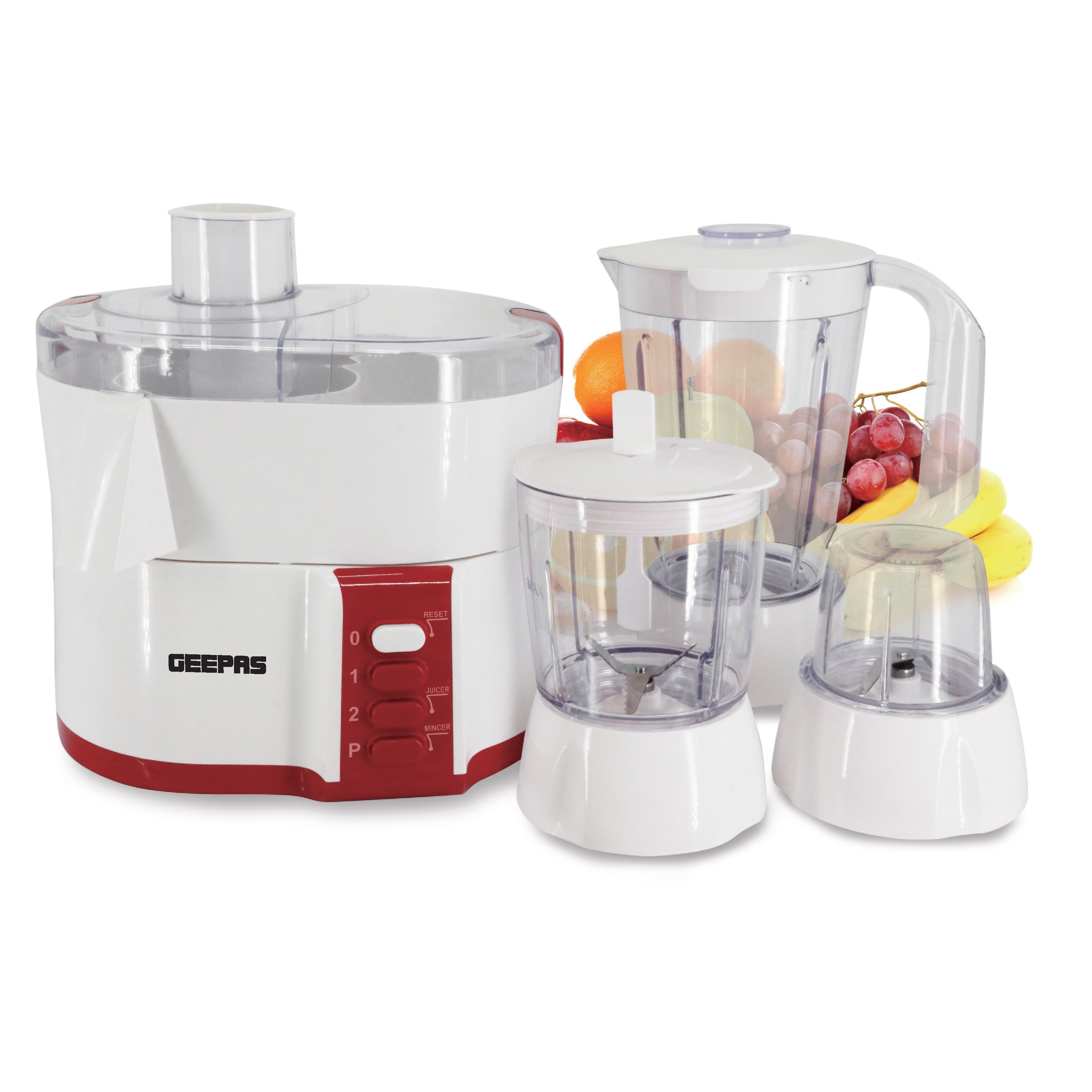 Geepas 4 in 1 Food Processor - 600 W - 2 Speed with Pulse Control