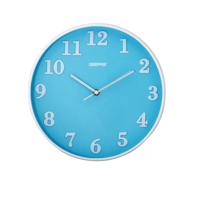 ساعة حائط دائرية جيباس بدون صوت أزرق وأبيض Geepas Wall Clock Silent Non Ticking - SW1hZ2U6MTQ3NTky