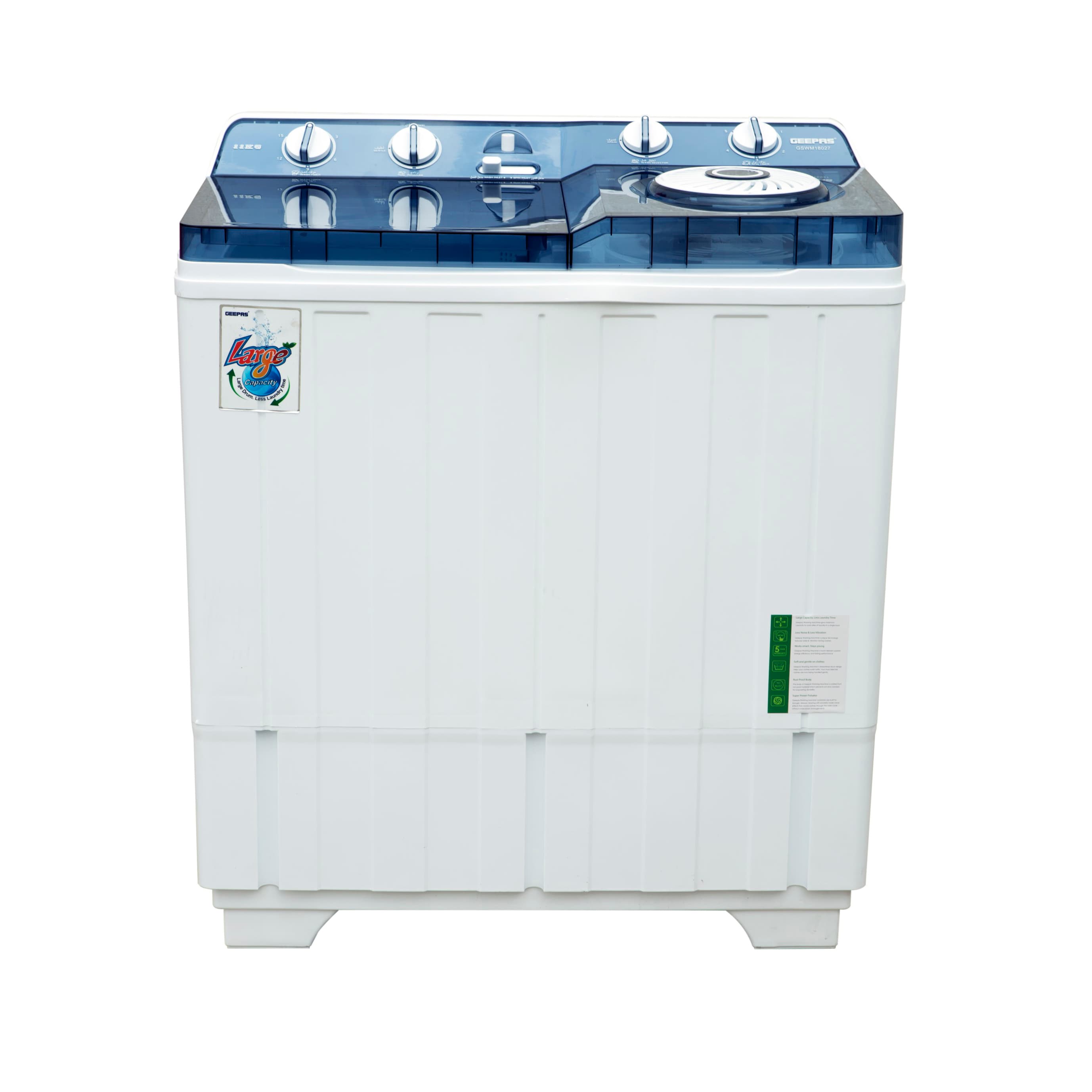 غسالة ملابس حوضين Geepas Semi Automatic Washing Machine, 11 Kg 220-240V