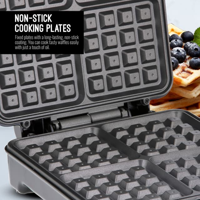 Geepas Waffle Maker 4 Slice NonStick Electric Belgian Waffle Maker