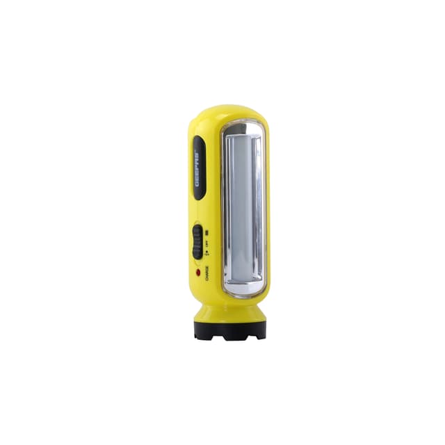 Geepas GFL4676 Rechargeable LED Torch with Emergency Lantern - Multi-functional Camping Light with Torch and Lantern Mode- LED Searchlight for Emergency, Fishing, Hiking, Power Cuts & More - 2 Years Warranty
