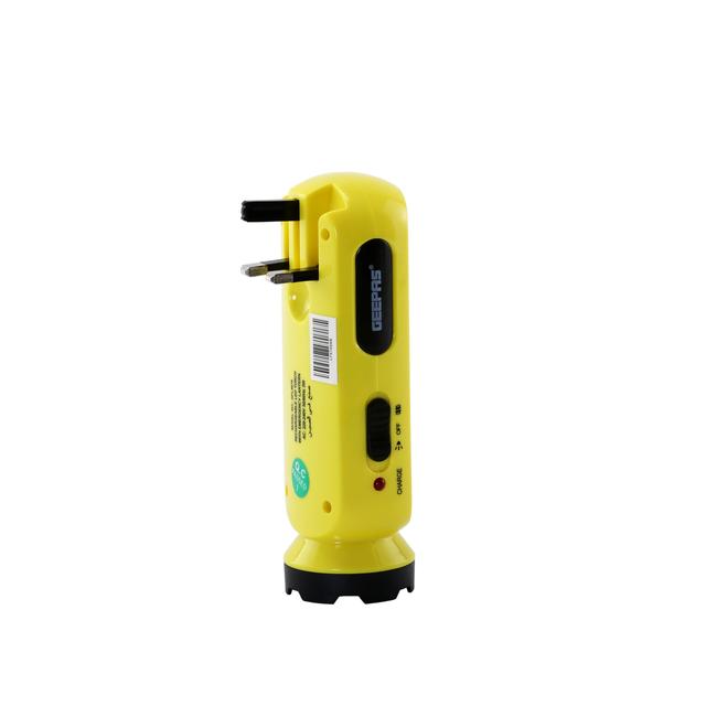 Geepas GFL4676 Rechargeable LED Torch with Emergency Lantern - Multi-functional Camping Light with Torch and Lantern Mode- LED Searchlight for Emergency, Fishing, Hiking, Power Cuts & More - 2 Years Warranty - SW1hZ2U6MTM4MTE5