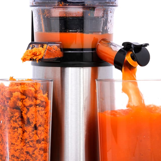 Geepas GSJ44019UK 200W Masticating Slow Juicer Machine - Cold Press Juicer, 80 MM Big Wide Mouth, Creates Fresh Healthy, High Nutrient Vegetable & Fruit Juice - Quiet Motor & Reverse Function
