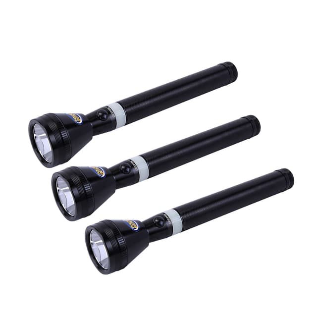 Geepas GFL51026 3 IN 1 Rechargeable Led Flashlight 265MM - 2000 Meters Range, Portable Torch with 3 Hours Continuous Working-Ideal for Camping & More