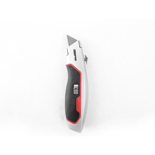 Geepas Retractable Utility Knife 140mm with Safety 3 Extra Blades Folding Utility Knife Made From Strong Zinc Material - SW1hZ2U6MTQ0OTk0