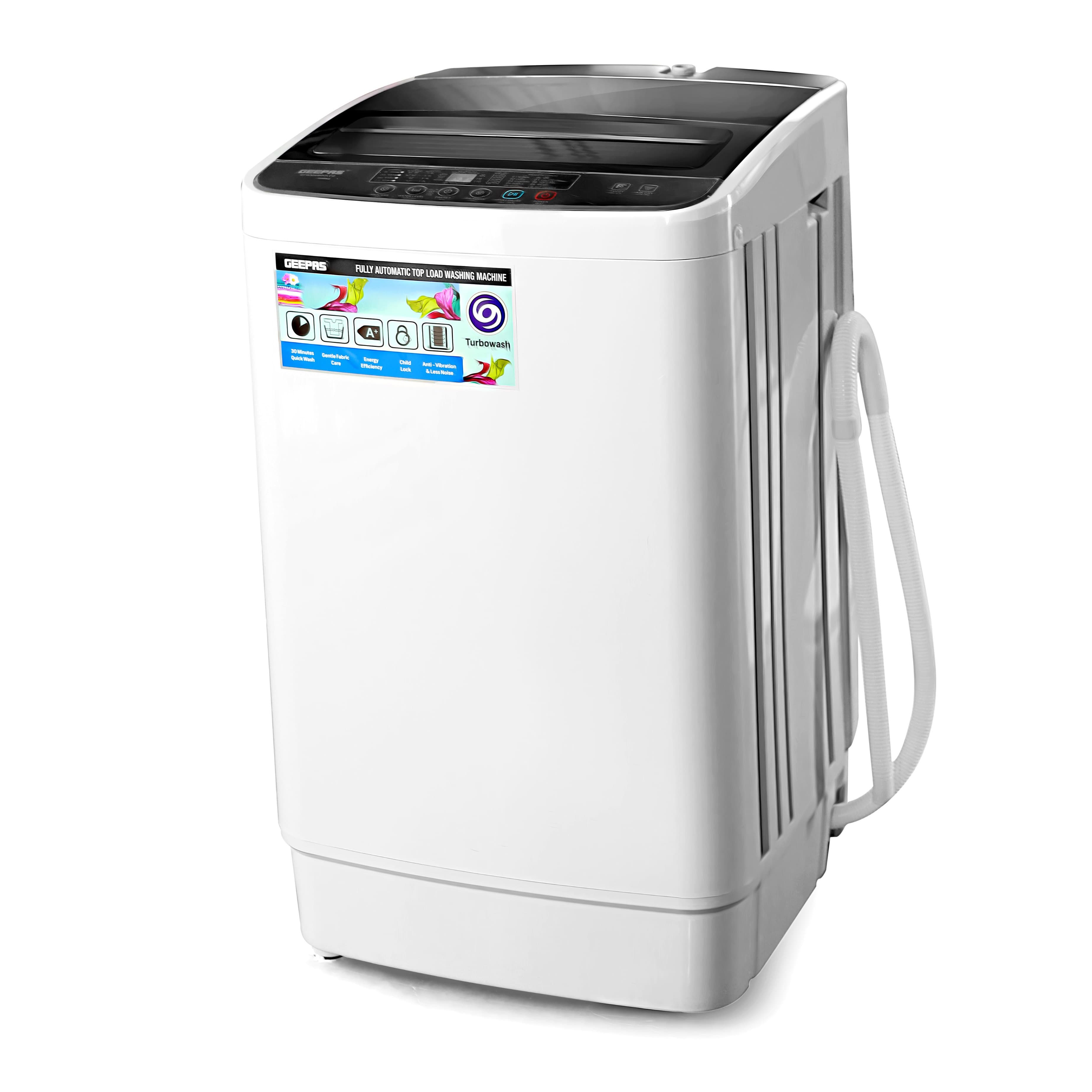 Geepas Fully Automatic Top Loaded Washing Machine 6kg - Auto-Imbalance, Gentle Fabric Care, Turbo Wash, Anti Vibration & Noise, Child Lock, Stainless Steel Drum