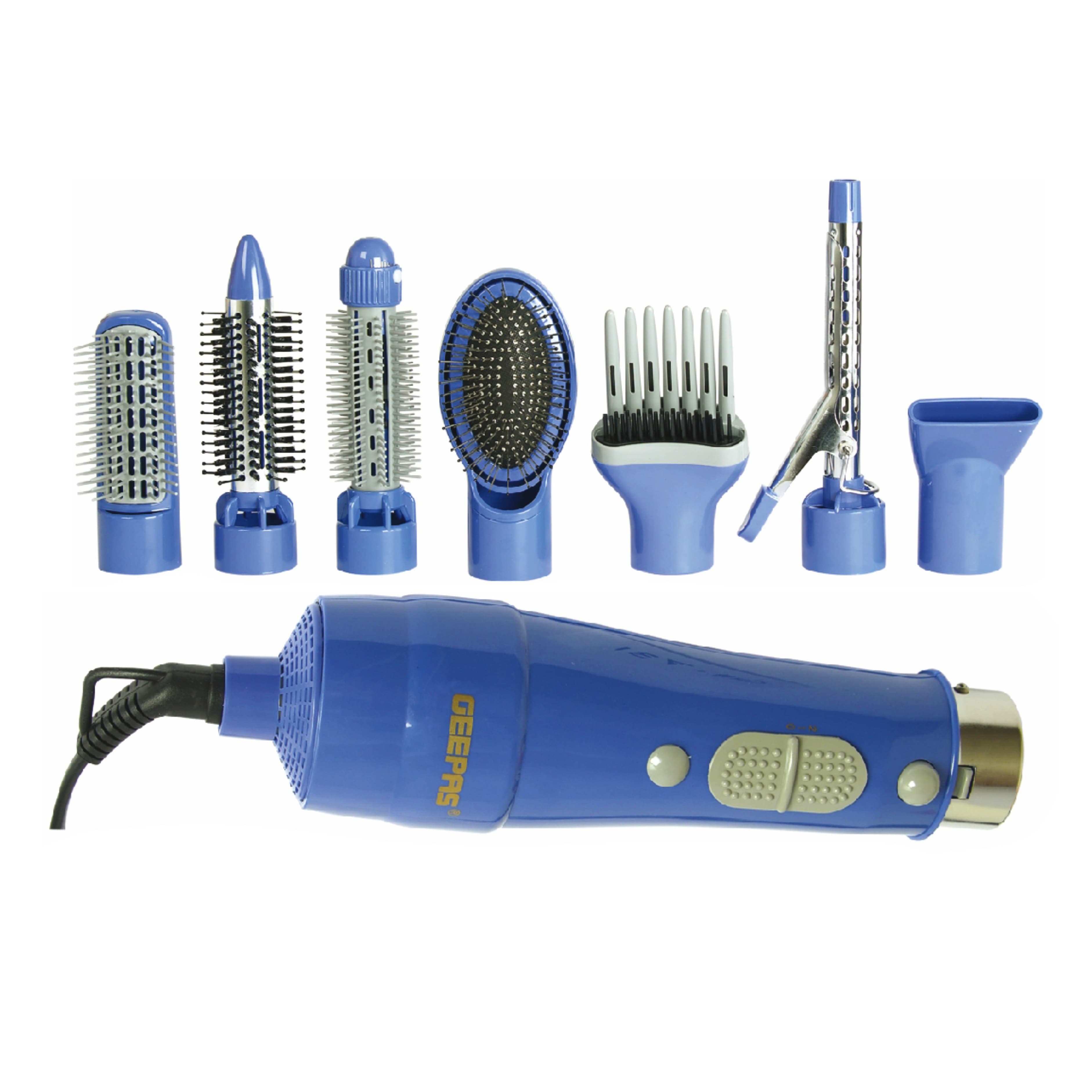 Geepas GH731 8-in-1 Hair Styler - Hot Air Brush with 2 Speed Settings, Overheat Protection, Cool Function - Multi-Functional Salon Hair Styler - 2 Year Warranty