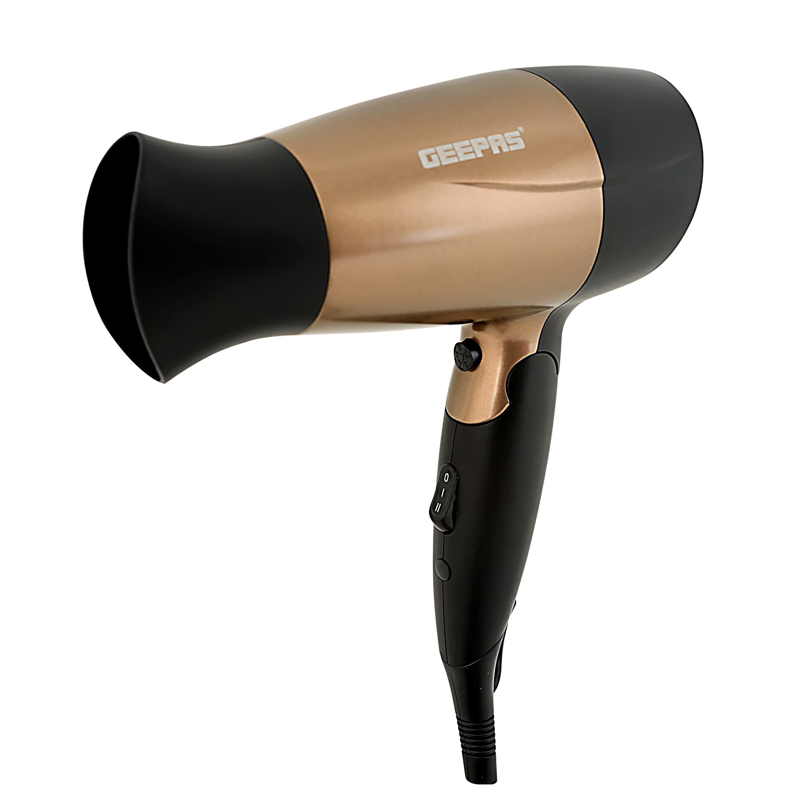 Geepas 1600w Mini Hair Dryer With Foldable Handle 2-Speed & 2 Temperature Settings Cool Shot Function -Ideal For All Types Of Hairs 2 Years Warranty