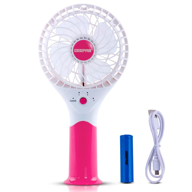 مروحة Geepas Rechargeable Mini Fan - Personal Portable Fan with 3 Speed Options