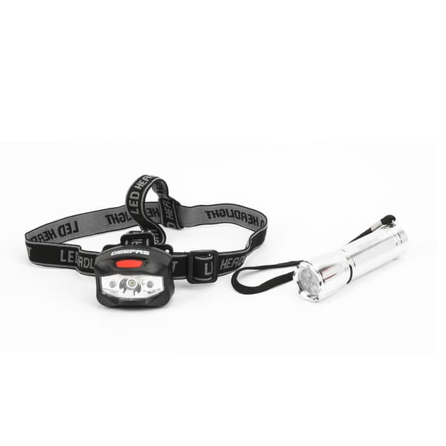 كشاف راس ليد محمول Geepas LED 3W LED Headlight & 9-LED Aluminum Flashlight Combo