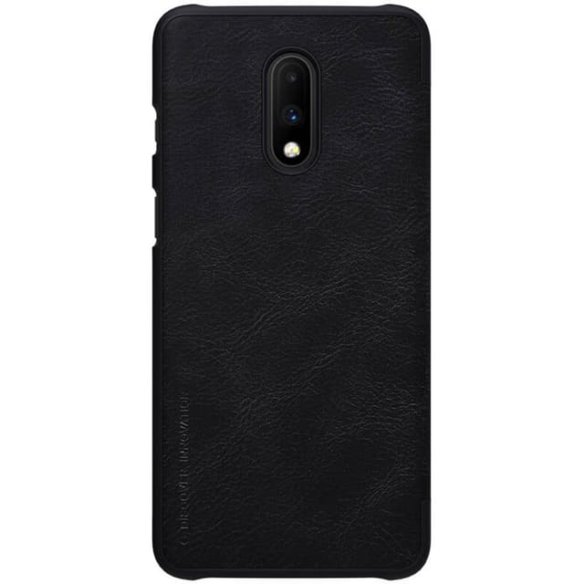 Nillkin OnePlus 7 Flip Cover Qin Flip Series Leather Mobile Case - Black - Black