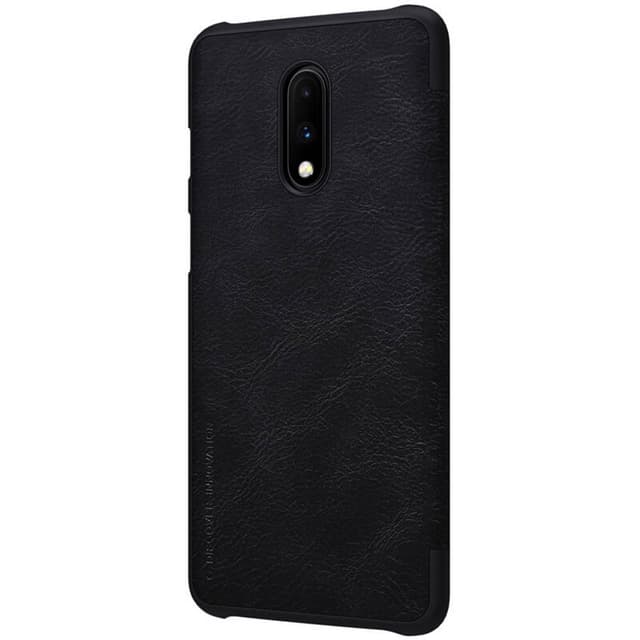 Nillkin OnePlus 7 Flip Cover Qin Flip Series Leather Mobile Case - Black - Black