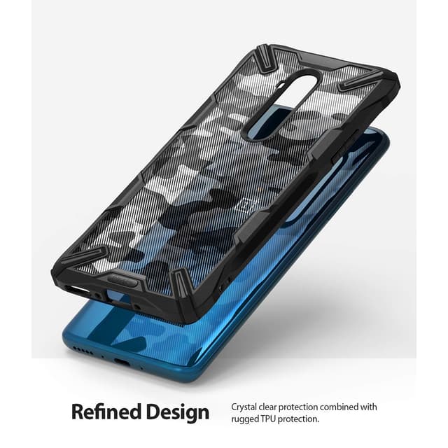 Ringke Case for OnePlus 7T Pro Hard Back Cover Fusion-X Design Ergonomic Transparent Shock Absorption TPU Bumper Phone Case Cover (Compatible with OnePlus 7T Pro) - Camo Black - Black
