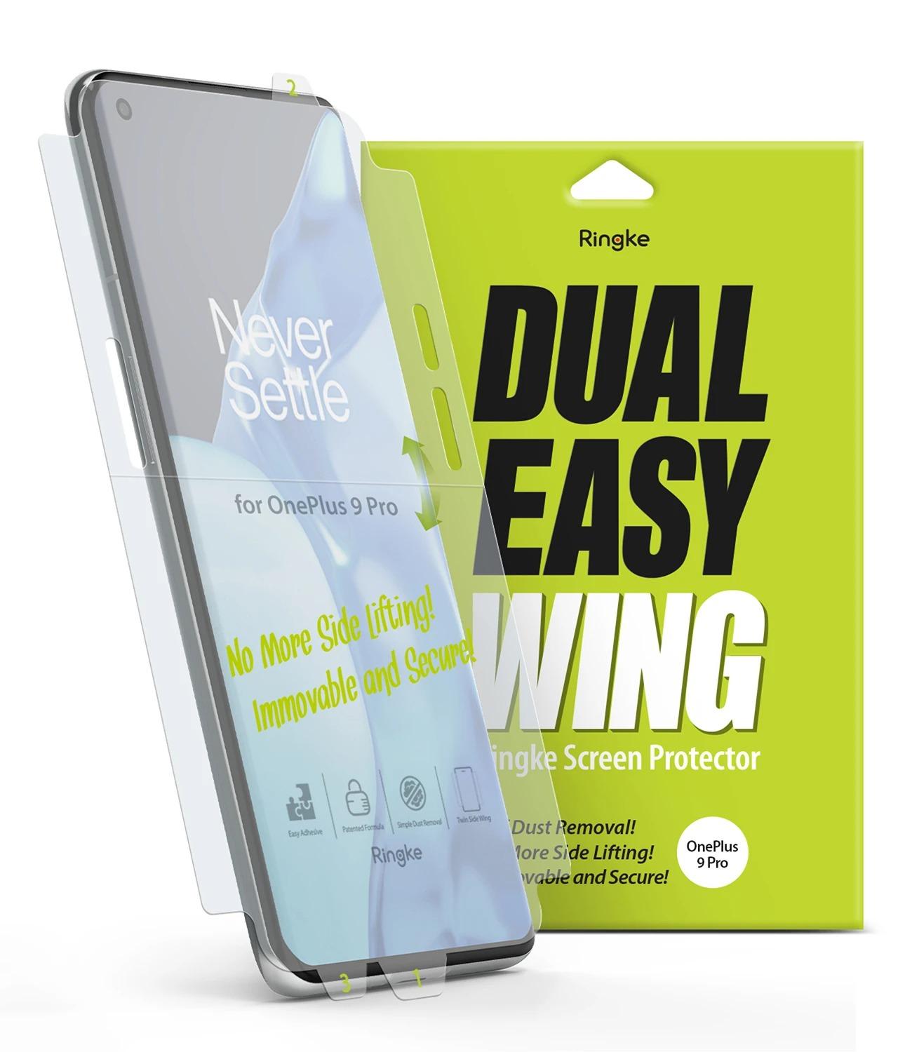 Ringke DualEasy Wing Compatible For OnePlus 9 Pro Screen Protector Full Coverage (Pack of 2) Dual Easy Film Case Friendly Protective Film [ Designed Screen Guard For OnePlus 9 Pro ] - Clear
