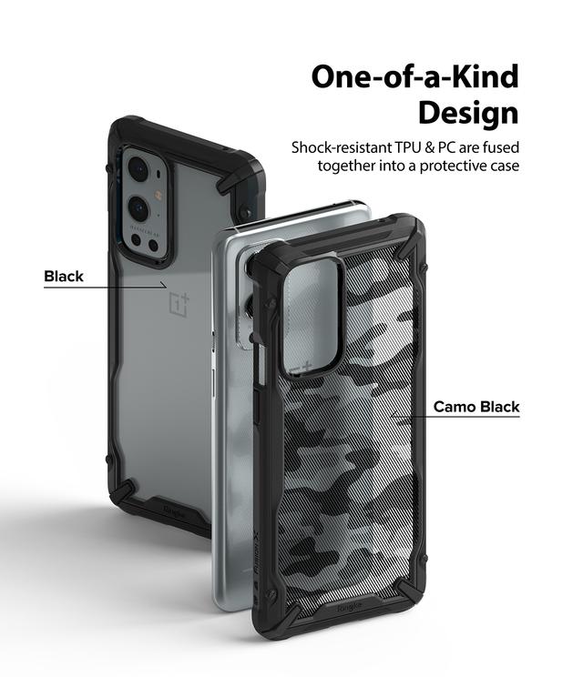 Ringke Case Compatible with OnePlus 9 Pro Hard Fusion-X Ergonomic Transparent Shock Absorption TPU Bumper [ Designed Case for OnePlus 9 Pro ] - Camo Black - Camo Black - SW1hZ2U6MTI3MDI2