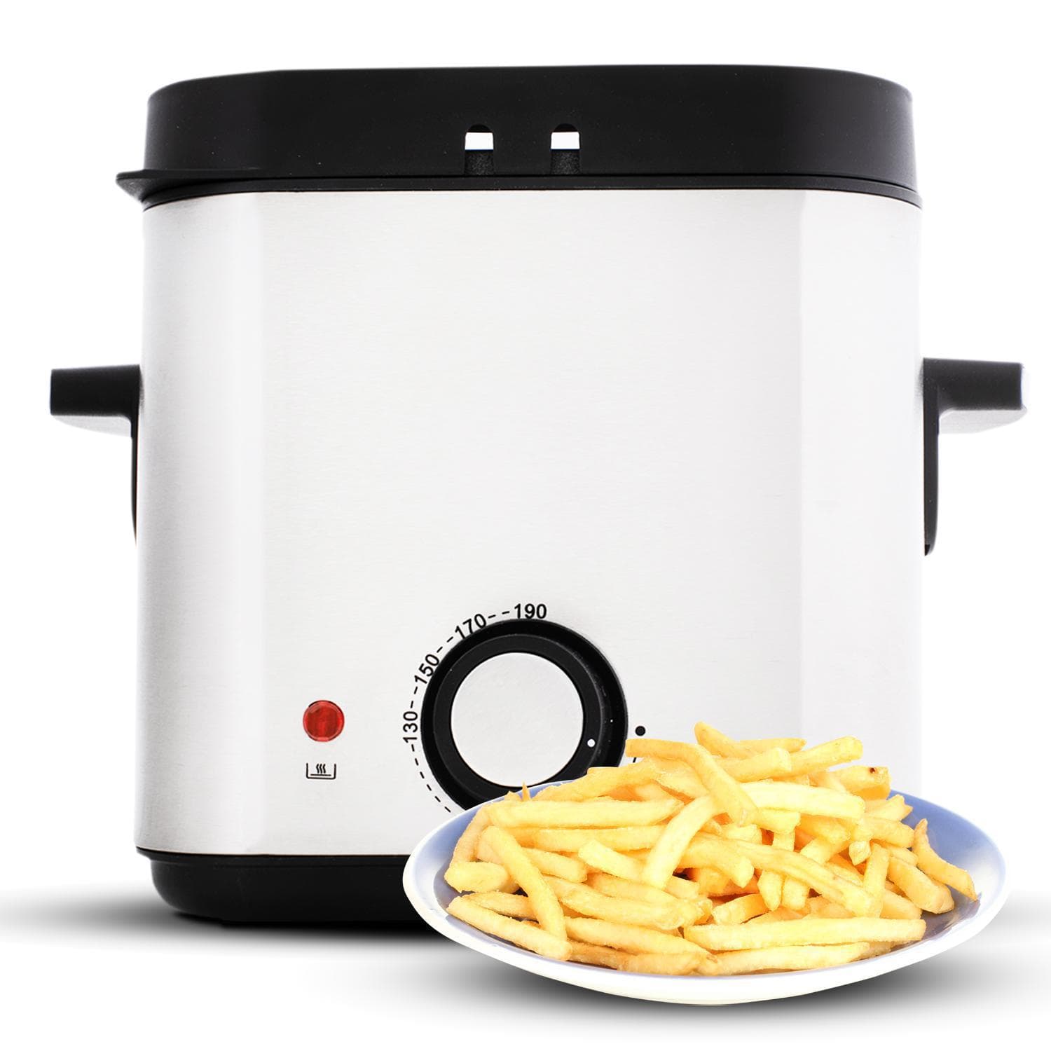 Geepas GDF36012UK Deep Fat Fryer 1.5L - Stainless Steel Housing with Cool Touch Handle - Enamel Inner Pot with Viewing Window - Temperature Control with Overheating Protection - 900W - 2 Years Warranty