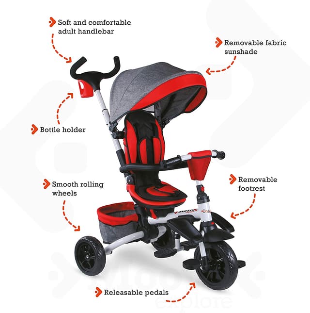 عربة أطفال متعددة الوظائف MONDO ON&GO TRIKE EXPLORE RED