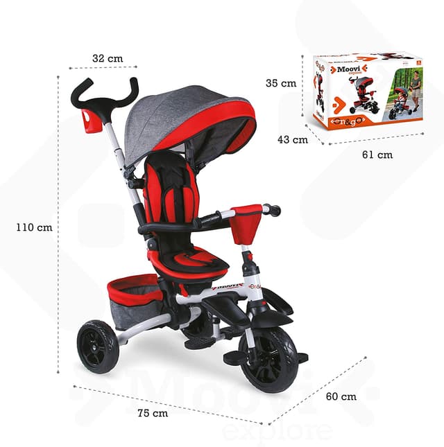 عربة أطفال متعددة الوظائف MONDO ON&GO TRIKE EXPLORE RED
