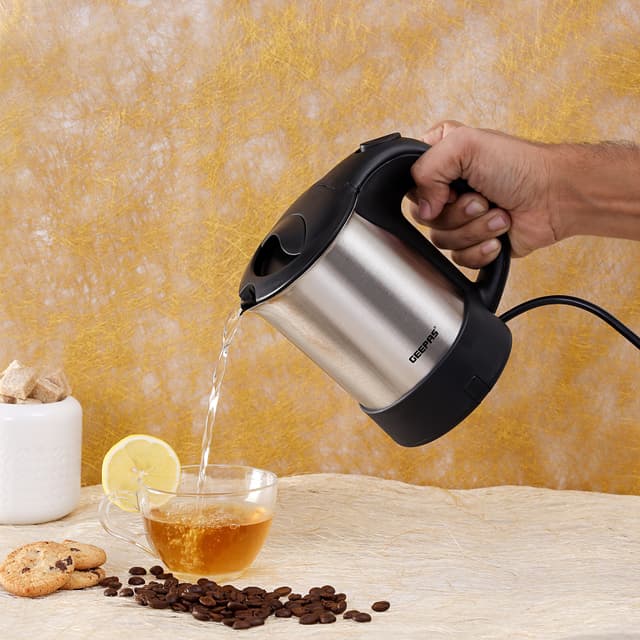 Geepas 0.5L Electric Kettle 1000W - Portable Design Stainless Steel Body - On/Off Indicator with Auto Cut Off - Fast Boil water, Milk, Coffee, Tea - 2 Year Warranty - 121740