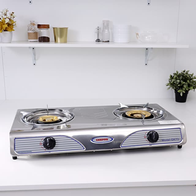Geepas GK73 Stainless Steel Gas Stove Burner 2 Burner Hob, Auto