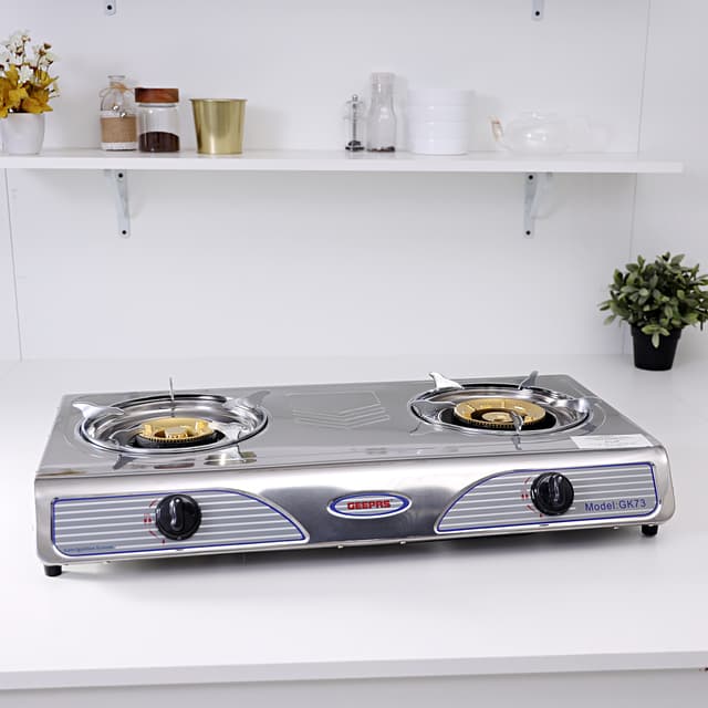 فرن غاز ذو شمعتين Geepas Stainless Steel Gas Stove Burner , Auto Ignition, Robust Build