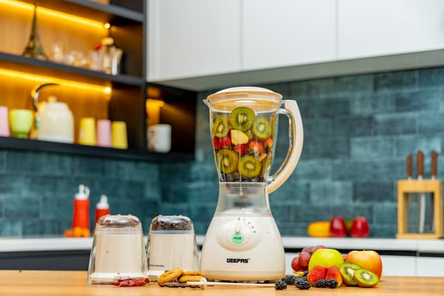 Geepas Geeepas 400W 3 in 1 Multifunctional Blender - Stainless Steel Blades, 4 Speed with Pulse - 1.5L Jar, Over Heat Protection - Coffee Grinder & Smoothie Maker