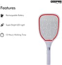 Geepas Bug Zapper Rechargeable Mosquito Killer, Fly Swatter/Killer And Bug Zapper Racket -Super-Bright Led Light To Zap In The Dark -10 Hours Working