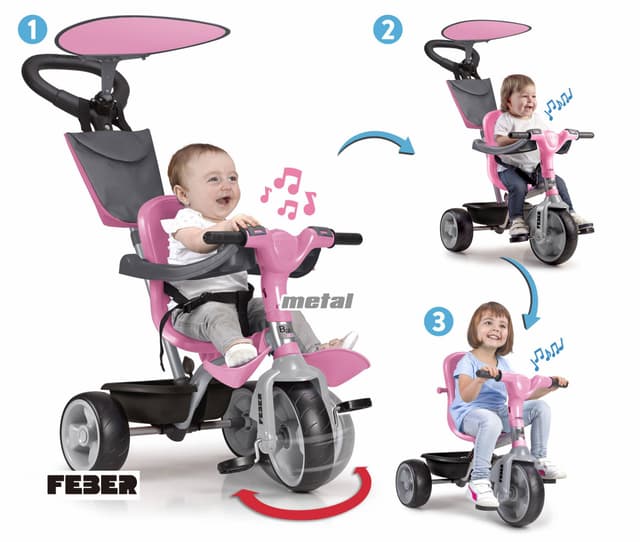 دراجة اطفال بيبي مع موسيقى وردية فيبير Feber Pink Music Trike baby Plus