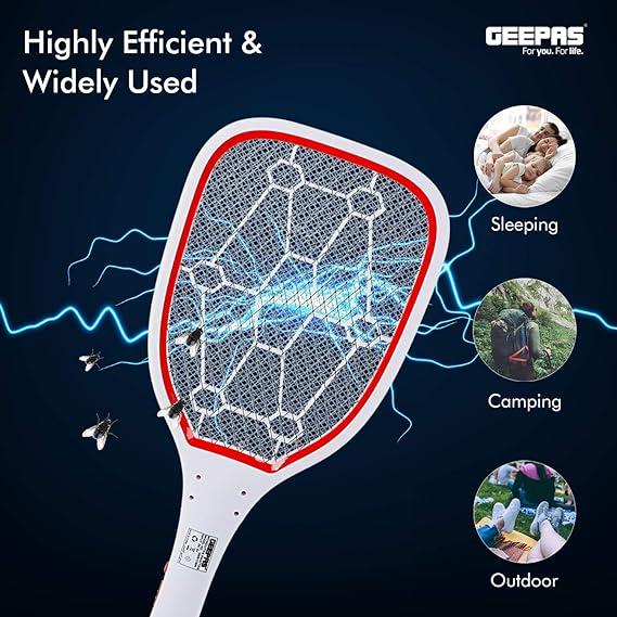 Geepas Bug Zapper Rechargeable Mosquito Killer, Fly Swatter/Killer And Bug Zapper Racket -Super-Bright Led Light To Zap In The Dark -10 Hours Working - SW1hZ2U6MzEyMTYyNQ==