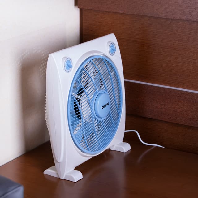 Geepas GF21113 12'' Box Fan - 3 Speed, 60 Minutes Timer – Portable Personal Desk Fan with Powerful Copper Motor - Ideal for Office, & Home- 2 Year Warranty
